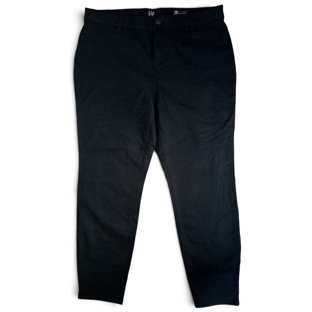 Gap Women Black Stretch Skinny Pants Mid Rise Chino Trousers Size 16